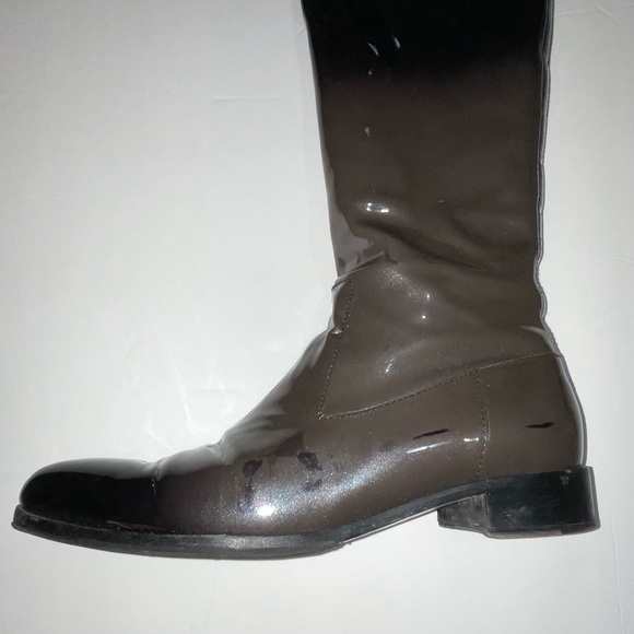 Authentic Ombre Prada Patent Leather Riding Boots in Black/Grey 41 - Picture 8 of 11